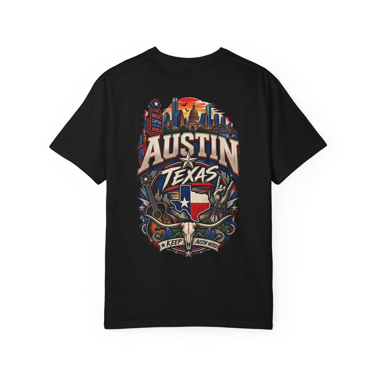 Austin Texas Unisex Comfort Color 1717 Streetwear Graphic Tee