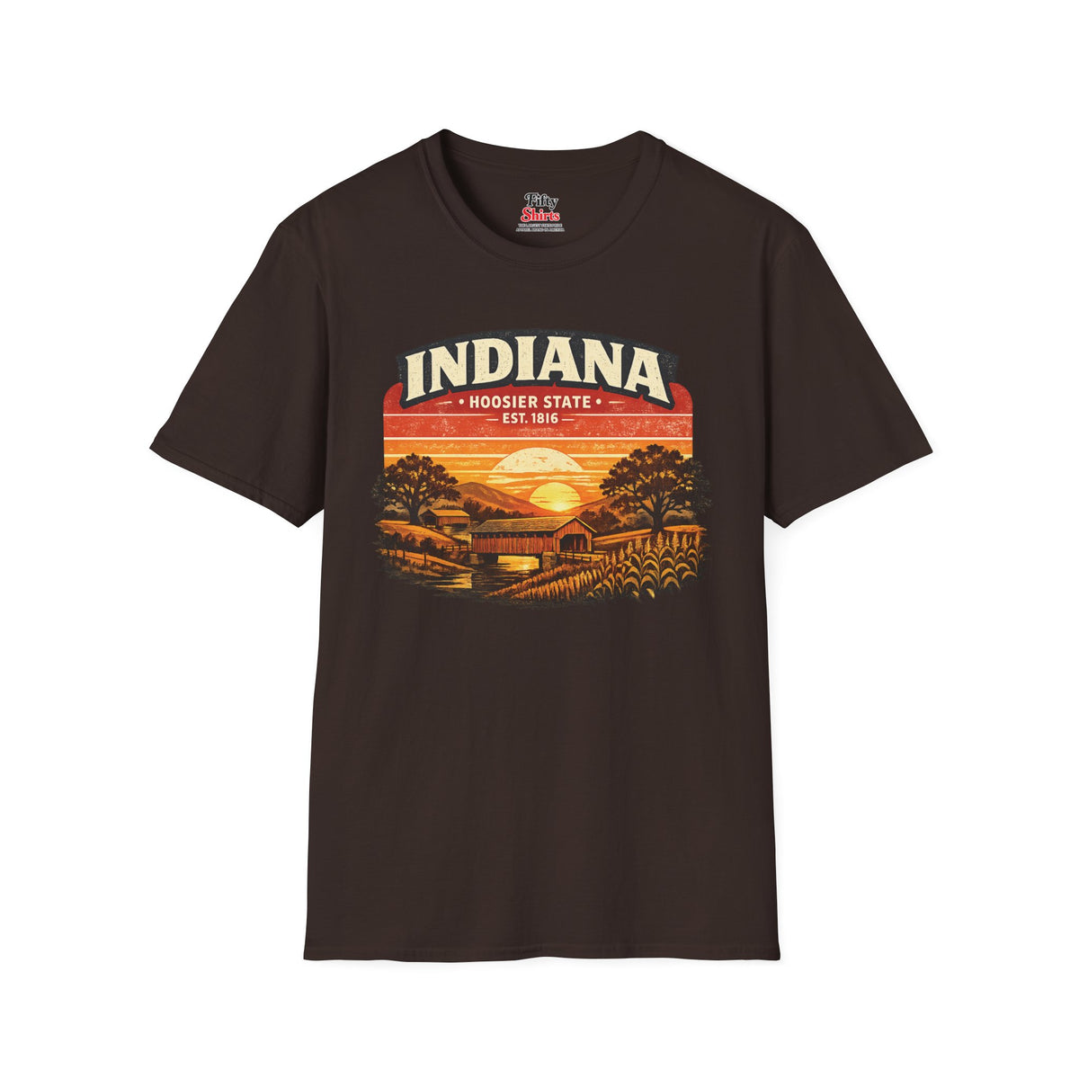 Indiana Countryside Sunset Unisex Softstyle T Shirt State Pride Graphic Tee Collections FS03