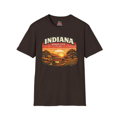 Indiana Countryside Sunset Unisex Softstyle T Shirt State Pride Graphic Tee Collections FS03