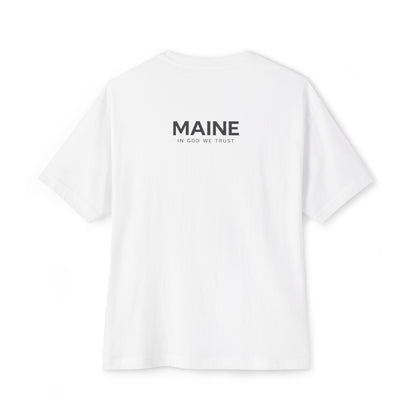 Maine All State In God We Trust Unisex Casual Oversized Boxy Tee