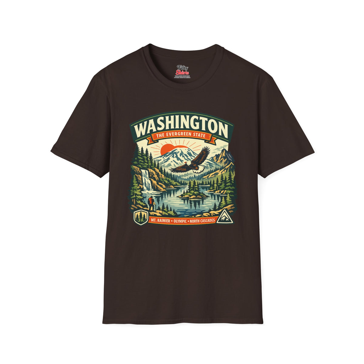 Washington Evergreen State Adventure Unisex Softstyle T Shirt State Pride Graphic Tee Collections FS03
