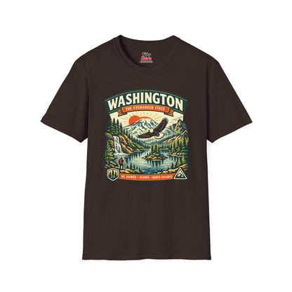 Washington Evergreen State Adventure Unisex Softstyle T Shirt State Pride Graphic Tee Collections FS03