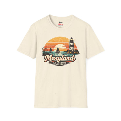 Maryland Coastal Sunset Unisex Softstyle T Shirt State Pride Graphic Tee Collections FS03