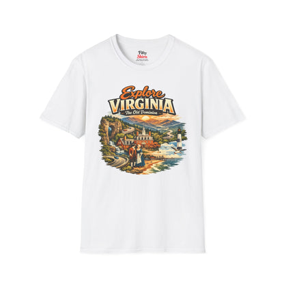 Explore Virginia Unisex Softstyle T Shirt State Pride Graphic Tee Collections FS03