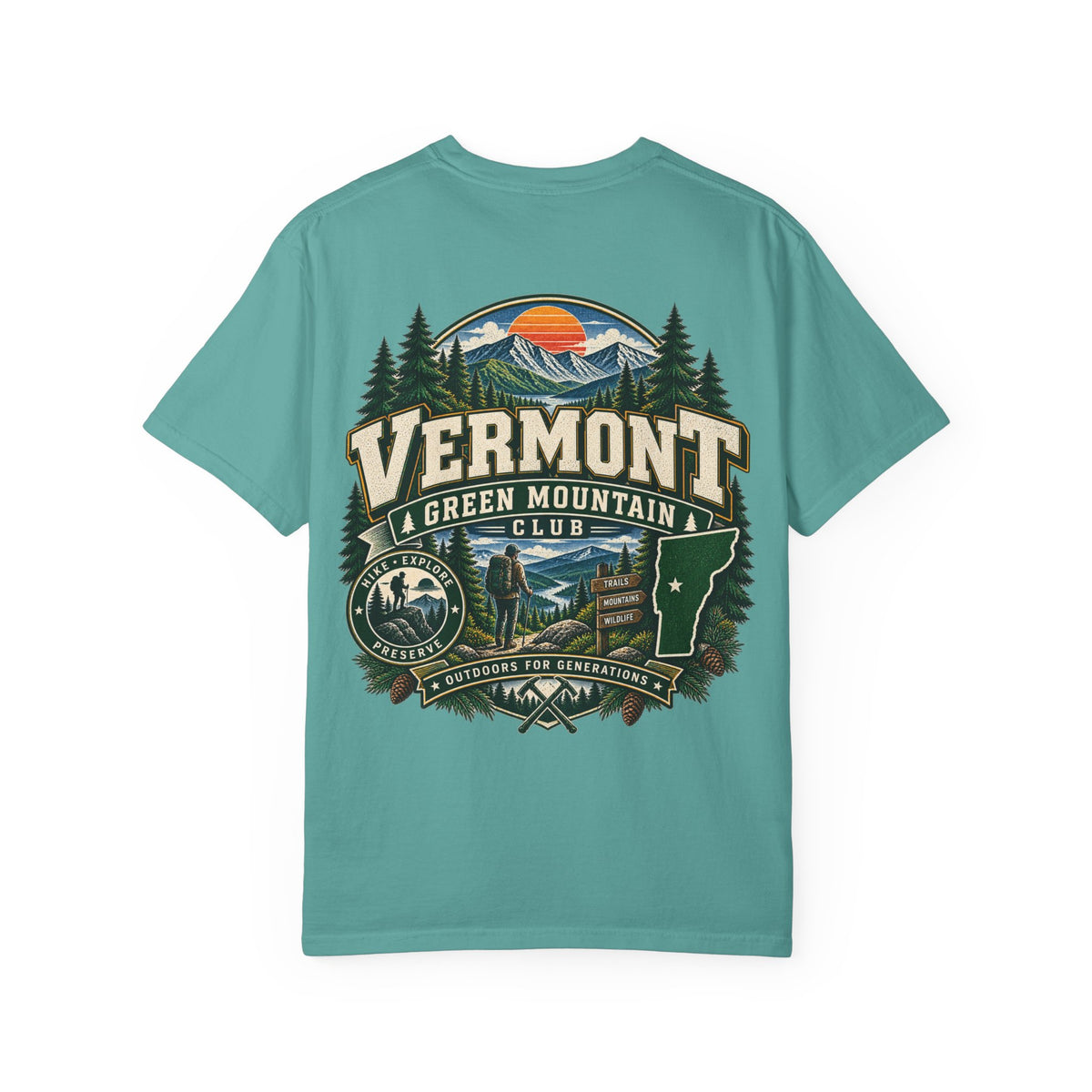 Vermont Green Mountain Club Unisex Comfort Color 1717 Streetwear Graphic Tee