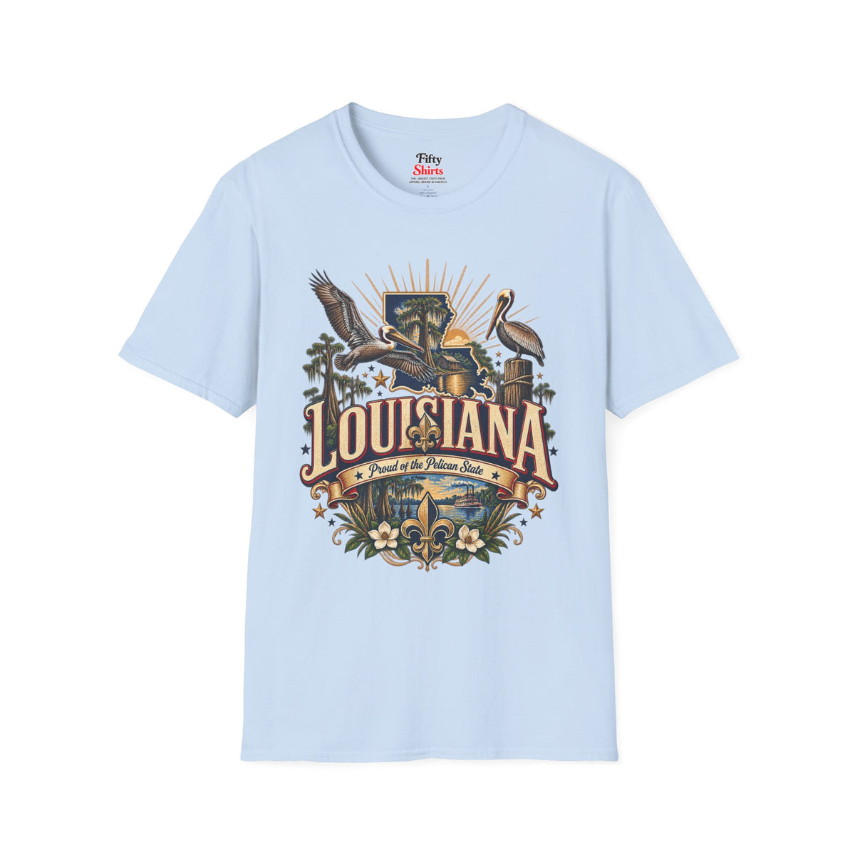 Louisiana State Pride Unisex Softstyle T Shirt State Pride Graphic Tee Collections FS03