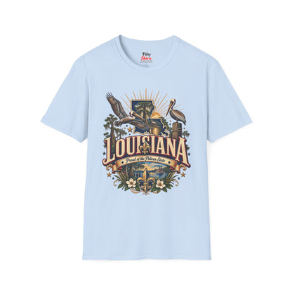 Louisiana State Pride Unisex Softstyle T Shirt State Pride Graphic Tee Collections FS03