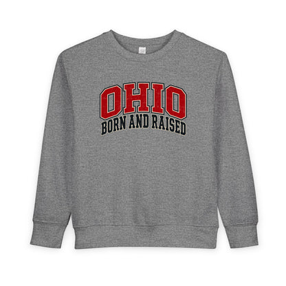 Ohio Born and Raised Old-School Athletic Unisex Toddler Sweatshirt