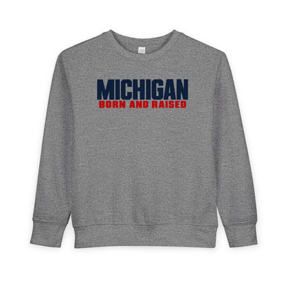 Michigan Born and Raised Minimalist Unisex Toddler Sweatshirt