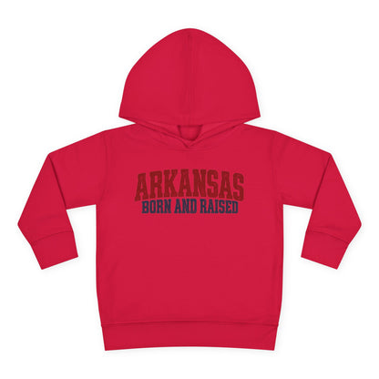 Arkansas Born and Raised Rugged Workwear Unisex Toddler Pullover Fleece Hoodie
