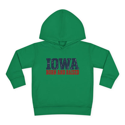 Iowa Born and Raised Rustic Midwest Unisex Toddler Pullover Fleece Hoodie
