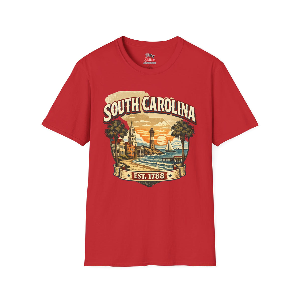 Vintage South Carolina Heritage Unisex Softstyle T Shirt State Pride Graphic Tee Collections FS03