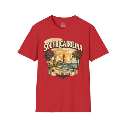 Vintage South Carolina Heritage Unisex Softstyle T Shirt State Pride Graphic Tee Collections FS03