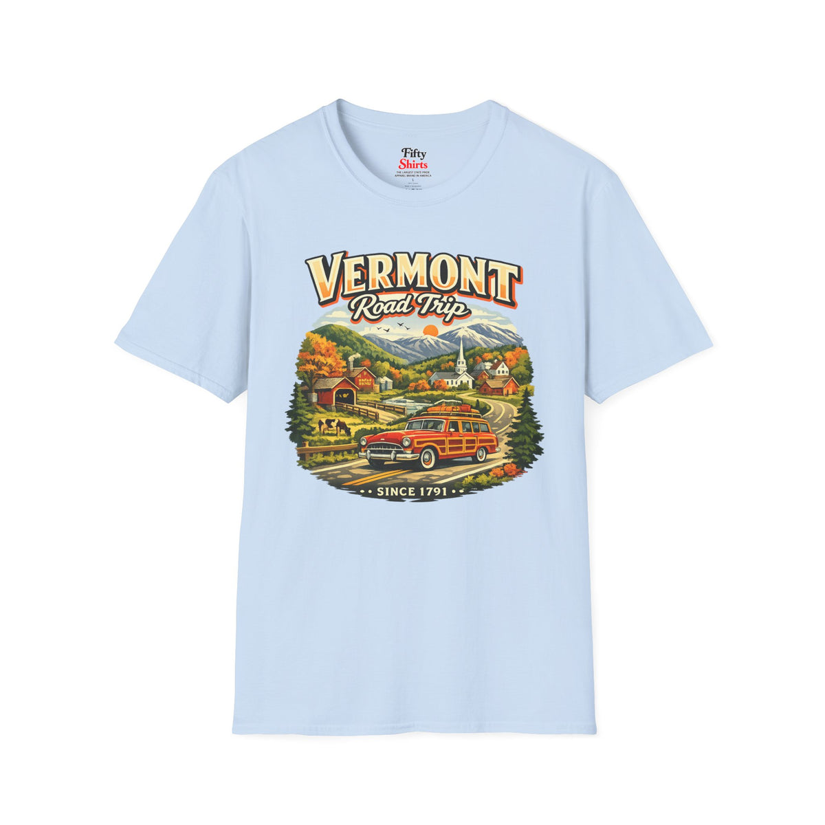 Vermont Road Trip Unisex Softstyle T Shirt State Pride Graphic Tee Collections FS03