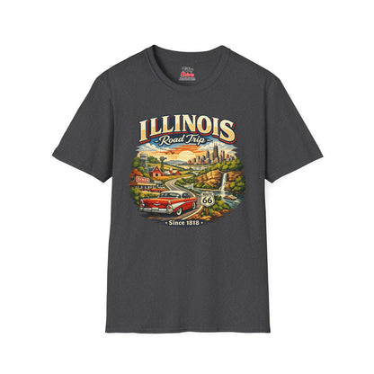 Illinois Road Trip Unisex Softstyle T Shirt State Pride Graphic Tee Collections FS03
