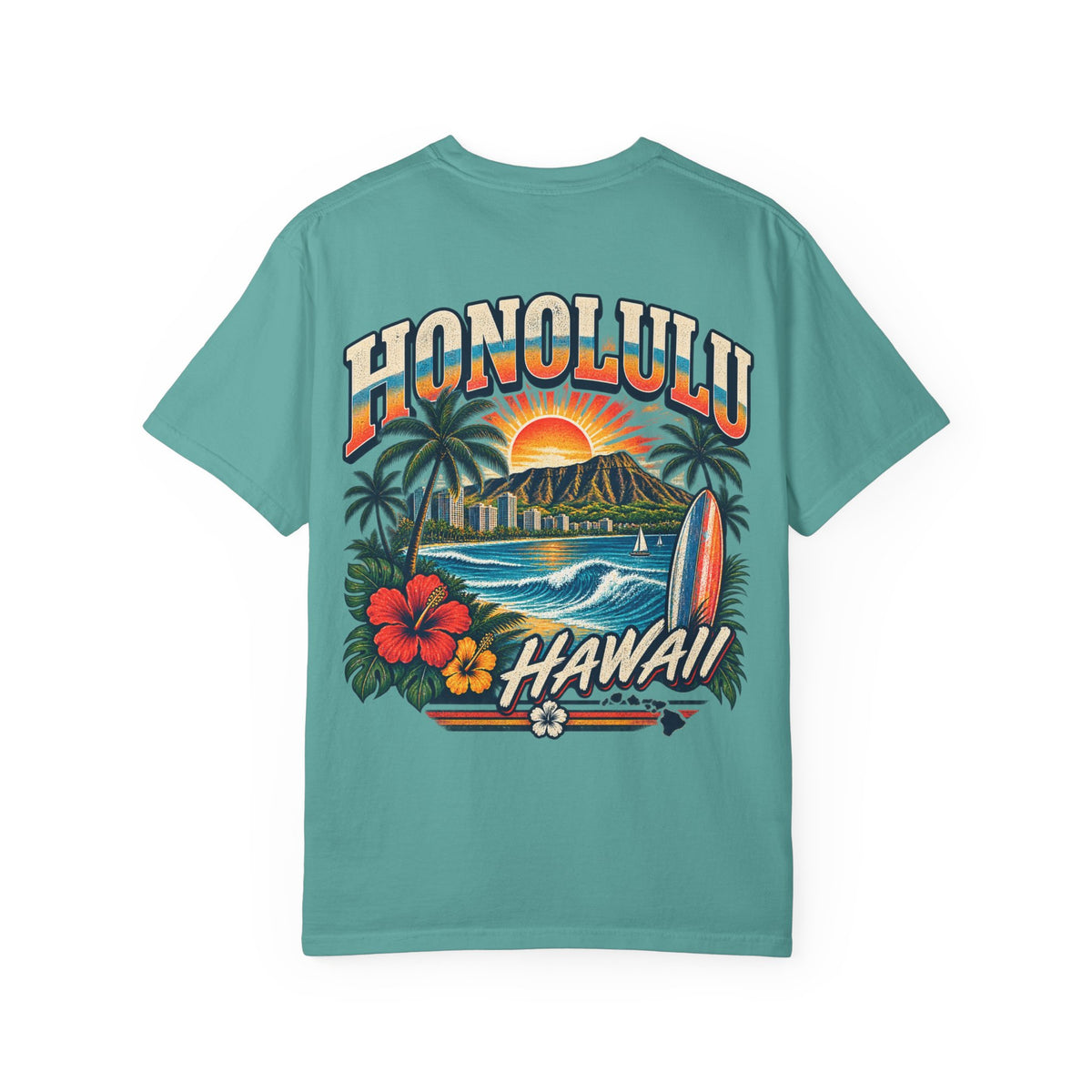 Honolulu Hawaii Unisex Comfort Color 1717 Streetwear Graphic Tee