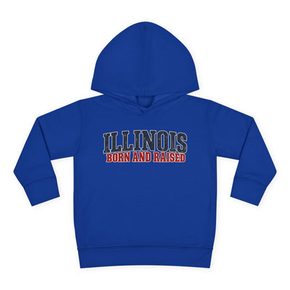 Illinois Born and Raised Midwest Americana Unisex Toddler Pullover Fleece Hoodie
