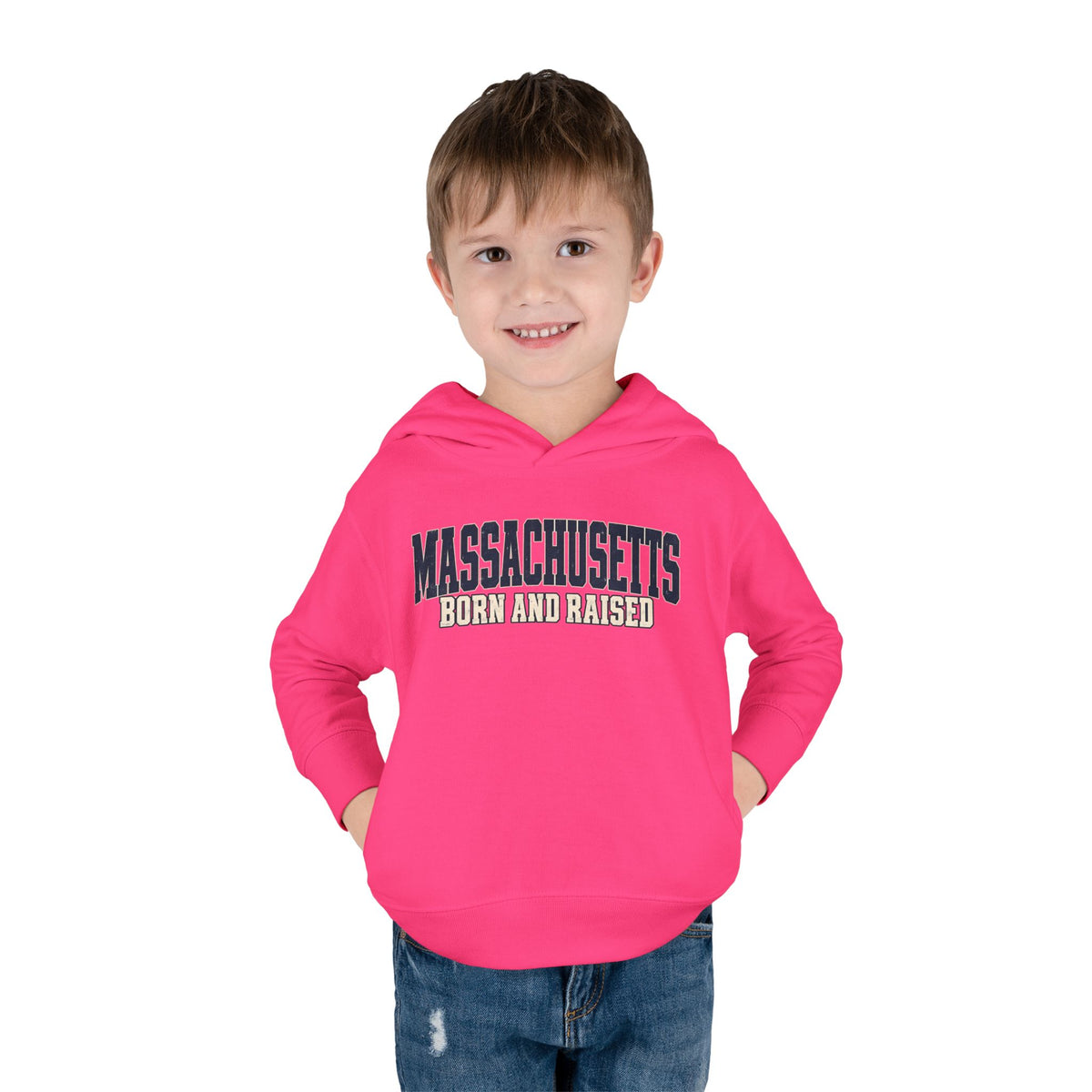 Massachusetts Born and Raised Rugged Heritage Unisex Toddler Pullover Fleece Hoodie