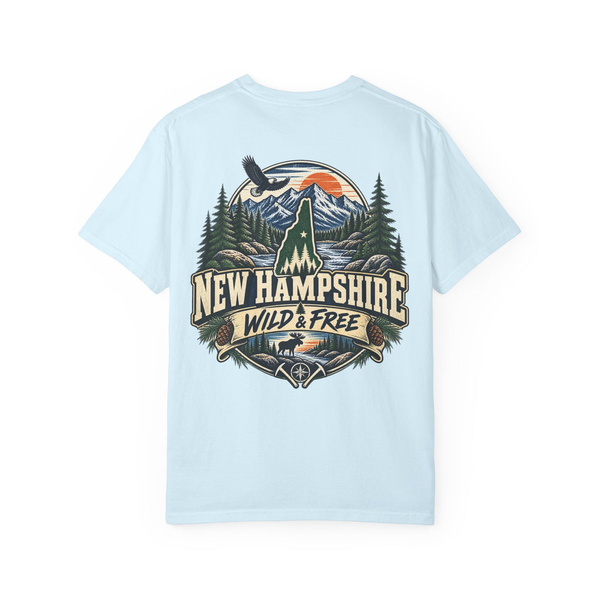 New Hampshire Wild & Free Unisex Comfort Color 1717 Streetwear Graphic Tee