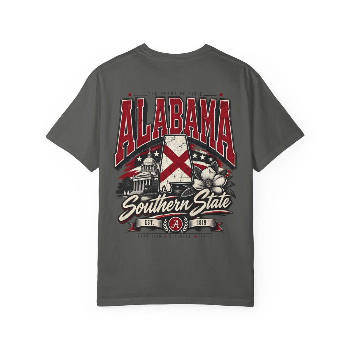 Alabama State Lettering Unisex Comfort Color 1717 Streetwear Graphic Tee