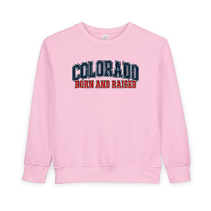 Colorado Born and Raised Collegiate Classic Unisex Toddler Sweatshirt