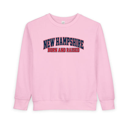 New Hampshire Born and Raised Premium Collegiate Unisex Toddler Sweatshirt Graphic