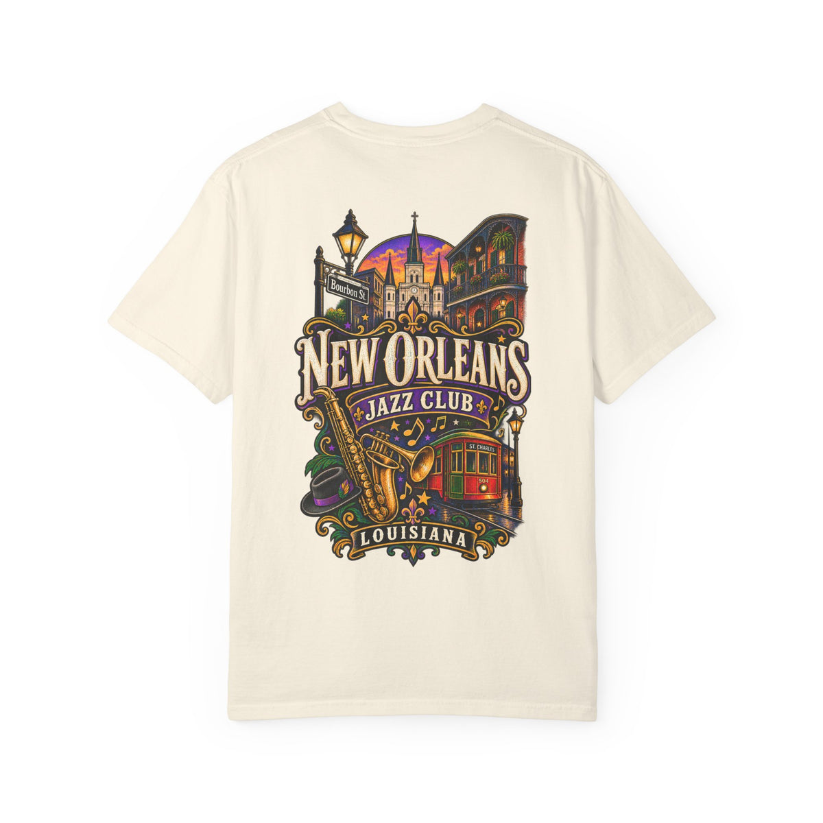 Louisiana New Orleans Jazz Club Unisex Comfort Color 1717 Streetwear Graphic Tee