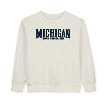 Michigan Born and Raised Classic Americana Unisex Toddler Sweatshirt