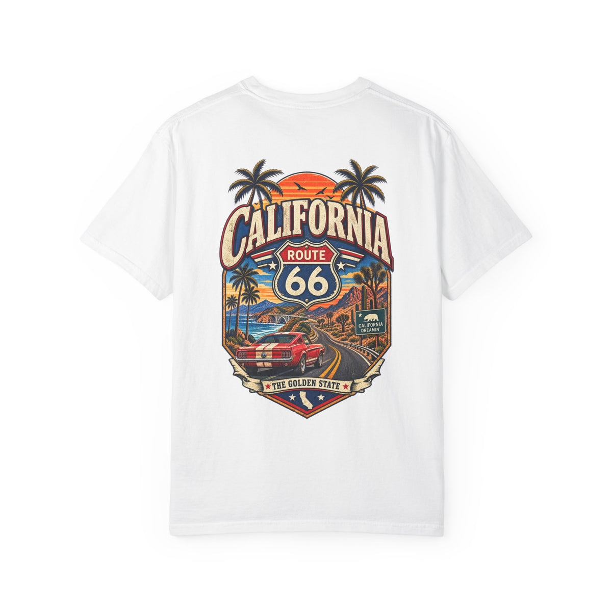 California Route 66 Style  Unisex Comfort Color 1717 Streetwear Graphic Tee