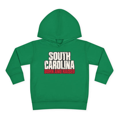 South Carolina Born and Raised Southern Streetwear Unisex Toddler Pullover Fleece Hoodie