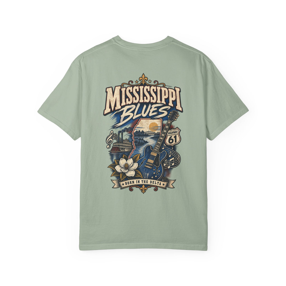Mississippi Blues Unisex Comfort Color 1717 Streetwear Graphic Tee