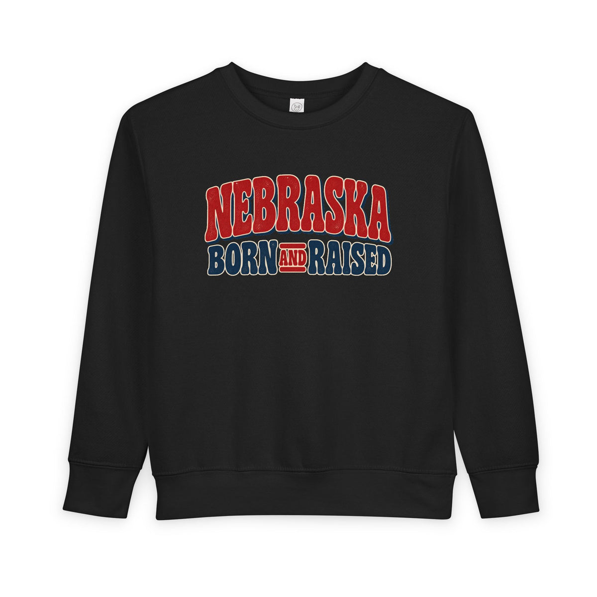 Nebraska Born and Raised Retro 1970s Unisex Toddler Sweatshirt Graphic