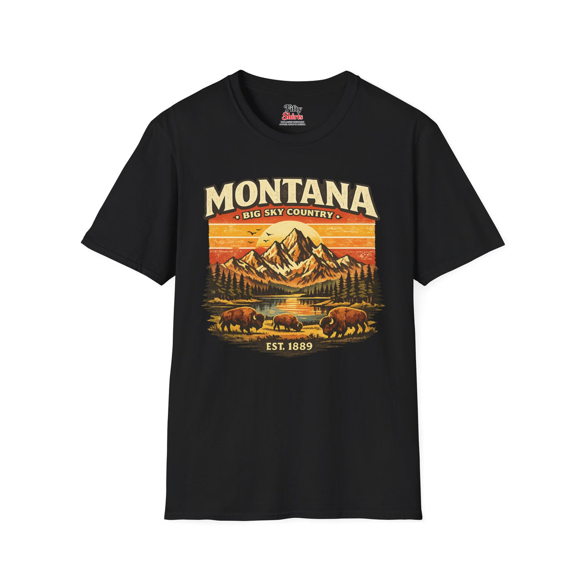 Montana Mountain Sunset Unisex Softstyle T Shirt State Pride Graphic Tee Collections FS03