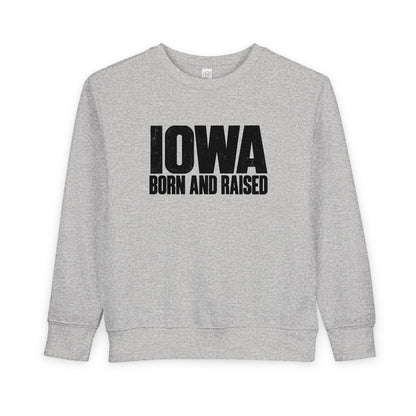Iowa Born and Raised Modern Midwest Streetwear Unisex Toddler Sweatshirt