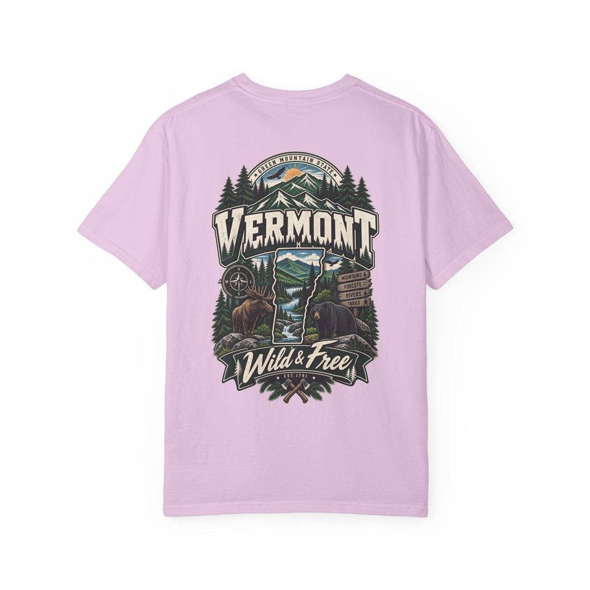 Vermont Wild & Free Unisex Comfort Color 1717 Streetwear Graphic Tee