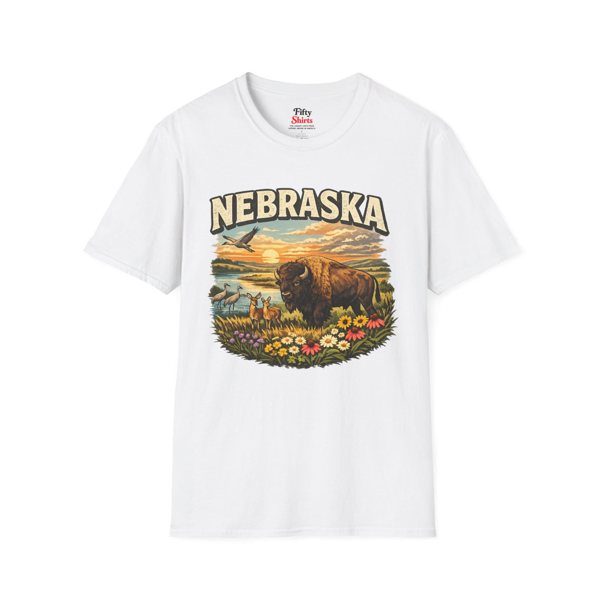 Nebraska Wildlife Unisex Softstyle T Shirt State Pride Graphic Tee Collections FS03