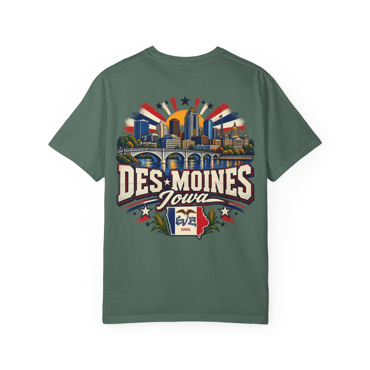 Des Moines Iowa Unisex Comfort Color 1717 Streetwear Graphic Tee
