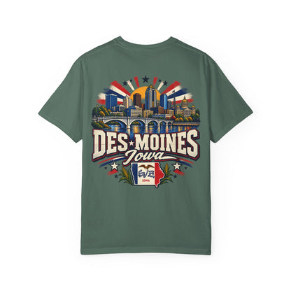 Des Moines Iowa Unisex Comfort Color 1717 Streetwear Graphic Tee