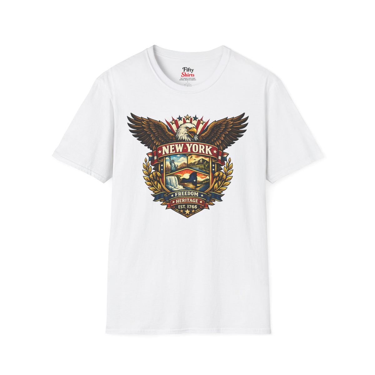 New York American Eagle Unisex Softstyle T Shirt State Pride Graphic Tee Collections FS03