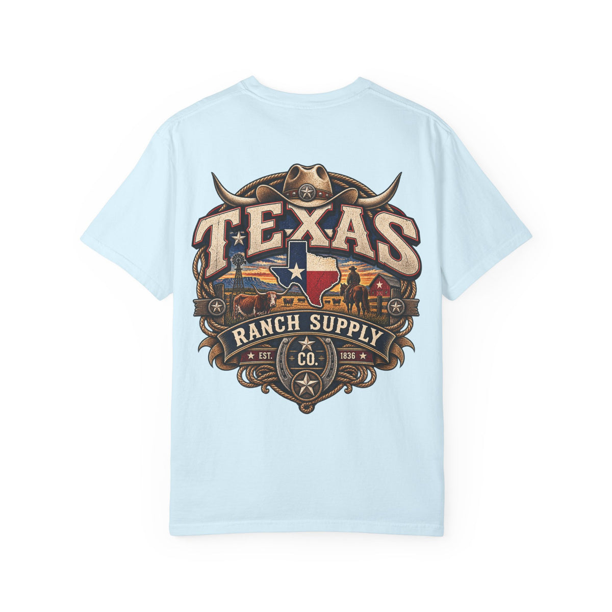 Texas Ranch Supply Co. Unisex Comfort Color 1717 Streetwear Graphic Tee