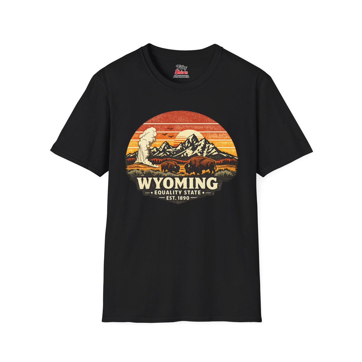 Wyoming Mountain Sunset Unisex Softstyle T Shirt State Pride Graphic Tee Collections FS03
