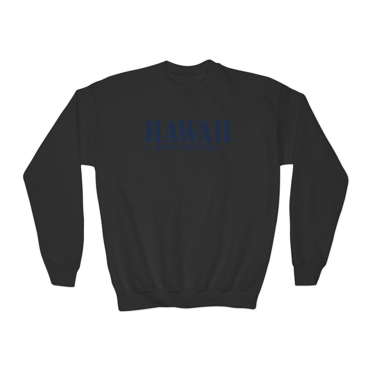 Hawaii Born and Raised Luxury Streetwear Unisex Youth Crewneck Sweatshirt Graphic