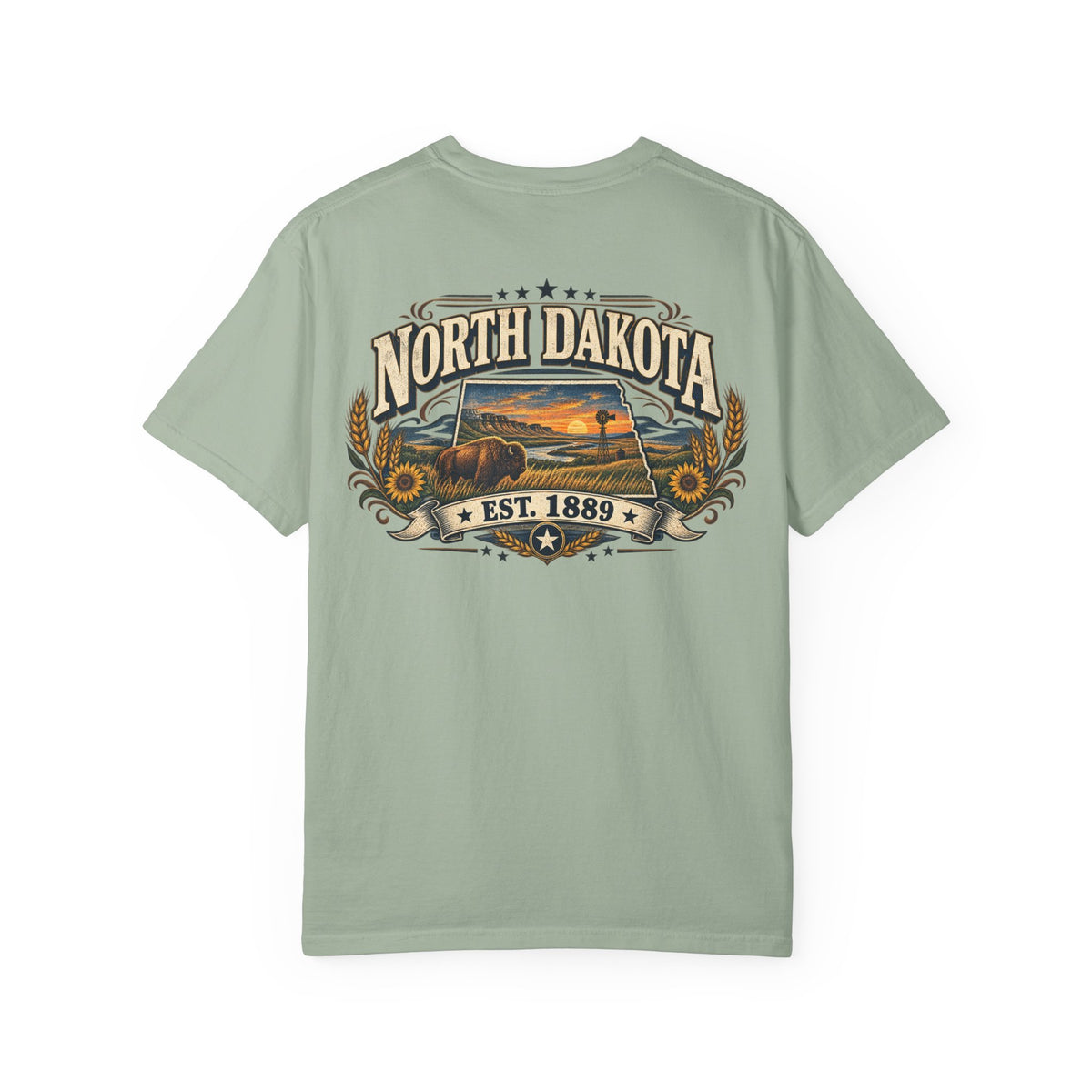 North Dakota Established 1889 Unisex Comfort Color 1717 Streetwear Graphic Tee