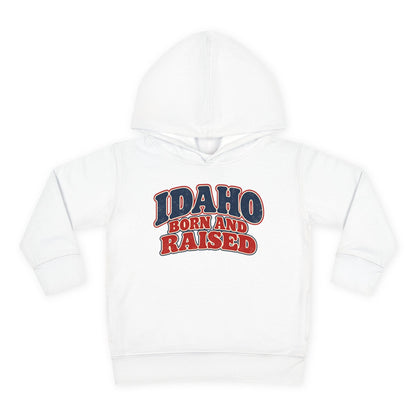 Idaho Born and Raised Retro 1970s Unisex Toddler Pullover Fleece Hoodie