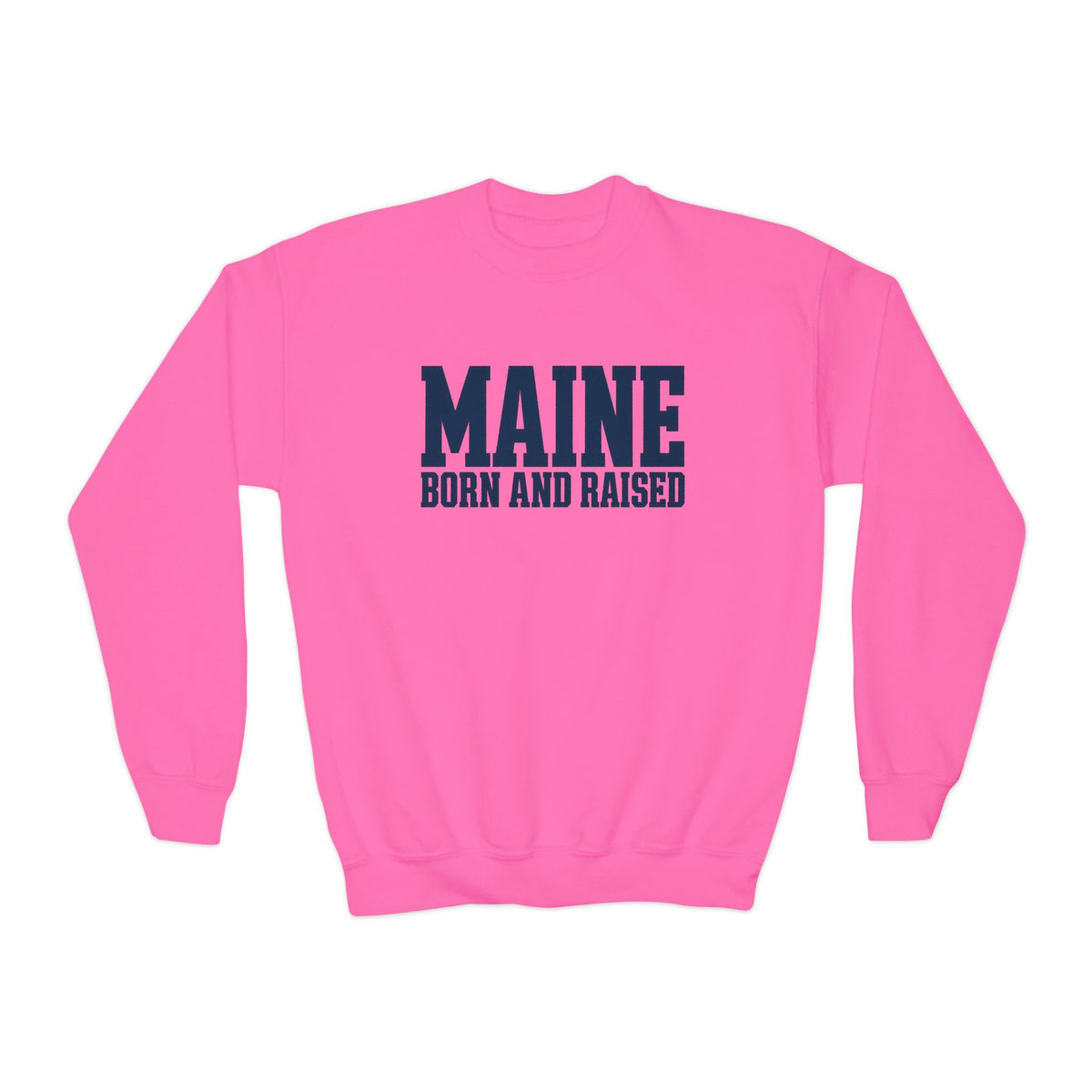 Maine Born and Raised Premium Heritage Streetwear Unisex Youth Crewneck Sweatshirt