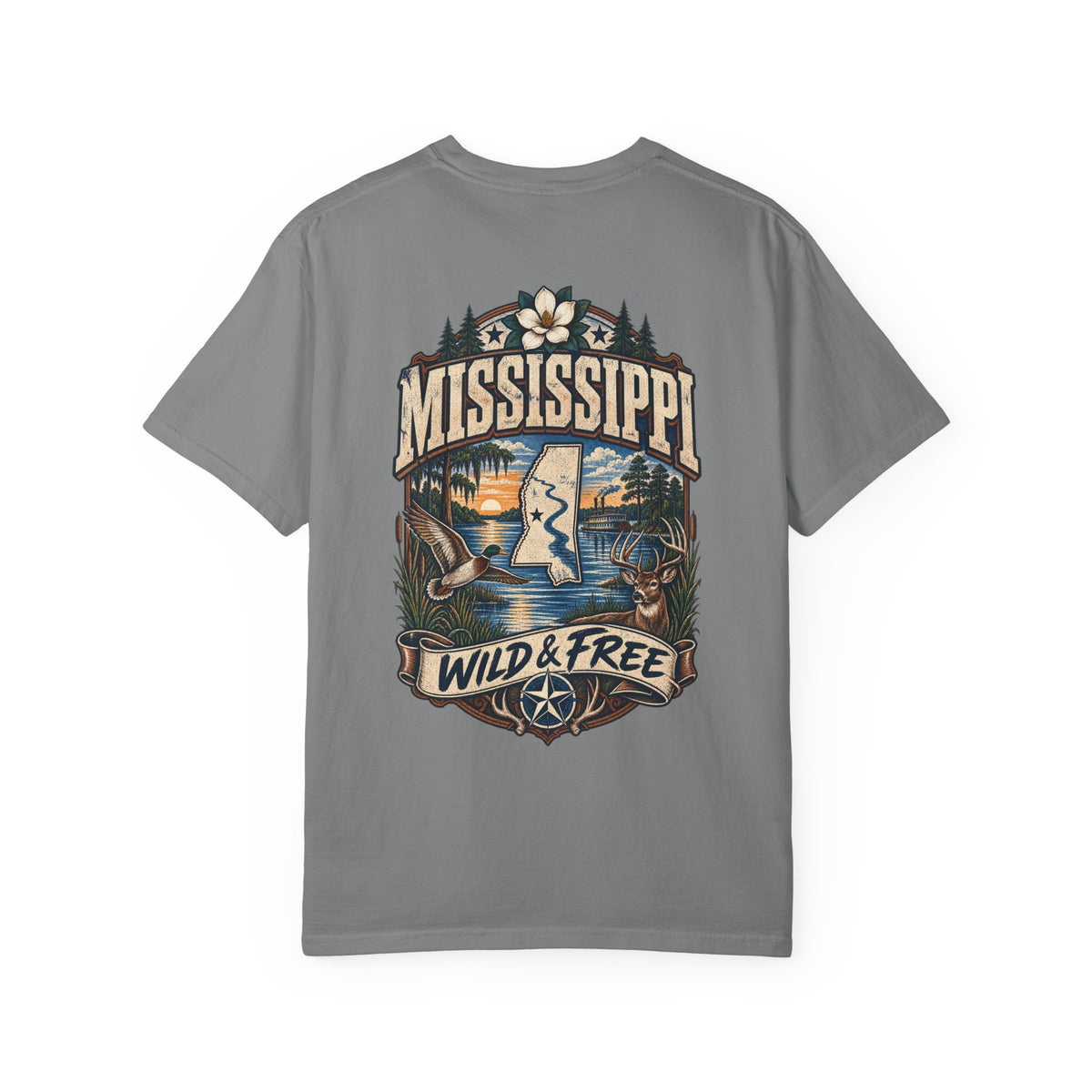 Mississippi Wild & Free Unisex Comfort Color 1717 Streetwear Graphic Tee
