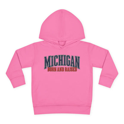 Michigan Born and Raised Luxury Vintage Streetwear Unisex Toddler Pullover Fleece Hoodie