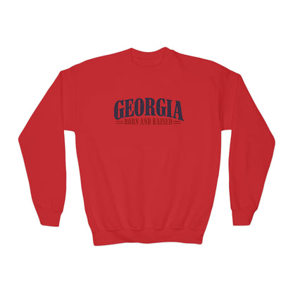 Georgia Born and Raised Premium Heritage Unisex Youth Crewneck Sweatshirt