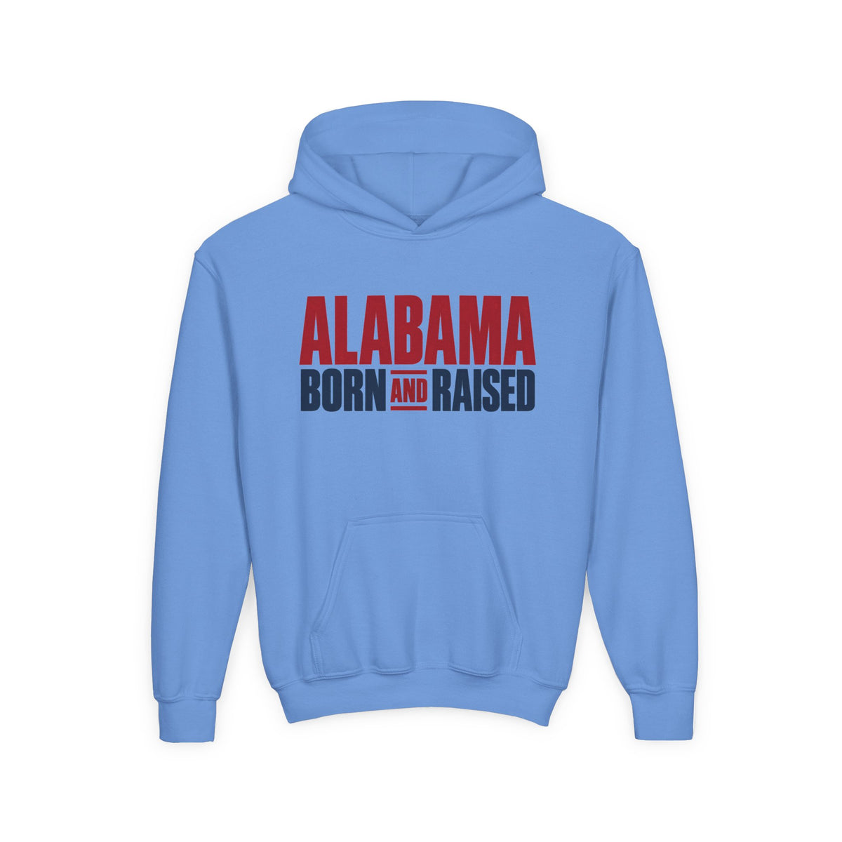 Alabama Born and Raised Minimal Heritage Unisex Youth Heavy Blend Hooded Sweatshirt Graphic