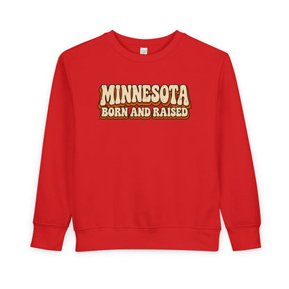 Minnesota Born and Raised Retro 1970s Unisex Toddler Sweatshirt